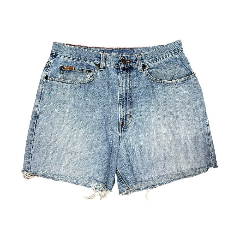 Vintage Eddie Bauer Reworked Denim Cutoffs Shorts 30 Light Wash High Rise Jean